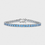 Blue Tennis Chain + Bracelet (Silver) - 4mm
