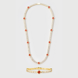Red Clover Tennis Chain + Bracelet (Gold) - 4mm