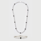 Black Clover Tennis Chain + Bracelet (Silver) - 4mm