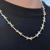 Iced Barbed Wire Chain (Gold) - 6mm