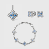 Blue Clover Icon Pendant + Bracelet + Earrings