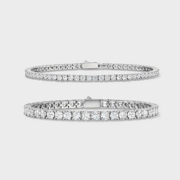 Tennis 5mm + Tennis 3mm Bracelet Stack (Silver)