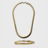 Miami Cuban Link Chain + Bracelet (Gold) - 8mm