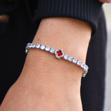 Women's Red Clover Tennis Bracelet (Silver) - 4mm