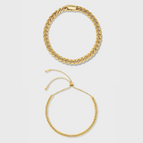 Women's Cuban + Franco Bracelet Stack (Gold)