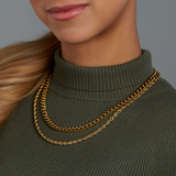 Women's Cuban 5mm + Rope 4mm Stack (Gold)