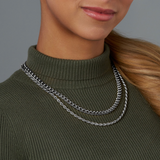 Women's Cuban 5mm + Rope 4mm Stack (Silver)