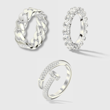 Rings Bundle (Silver) - Cuban, Tennis and Nail