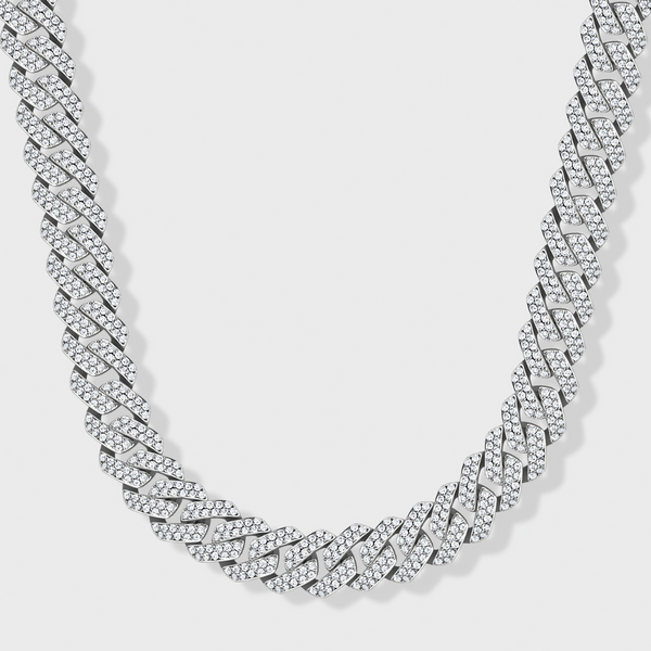 Iced Prong Cuban Chain (Silver) - 10mm