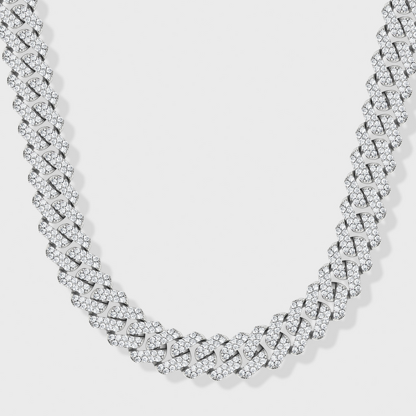 Iced Prong Cuban Chain (Silver) - 12mm