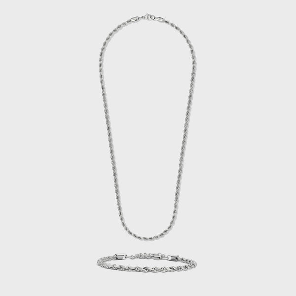 Rope Chain + Bracelet (Silver) - 4mm