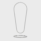 Women's Rope Chain + Bracelet (Silver) - 4mm