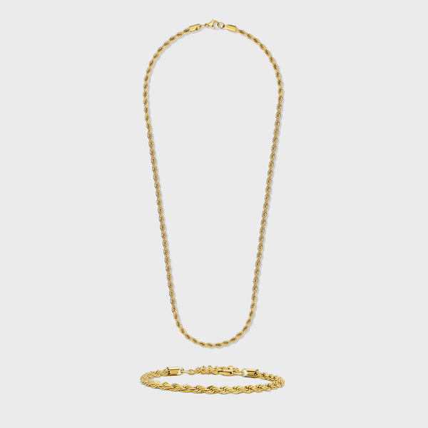 Rope Chain + Bracelet (Gold) - 4mm