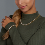 Women's Tennis Chain + Bracelet (Gold) - 5mm