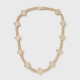 Clover Iced Prong Cuban Chain + Bracelet (Gold) - 8mm