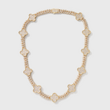 Women's Clover Iced Prong Cuban Chain (Gold) - 8mm