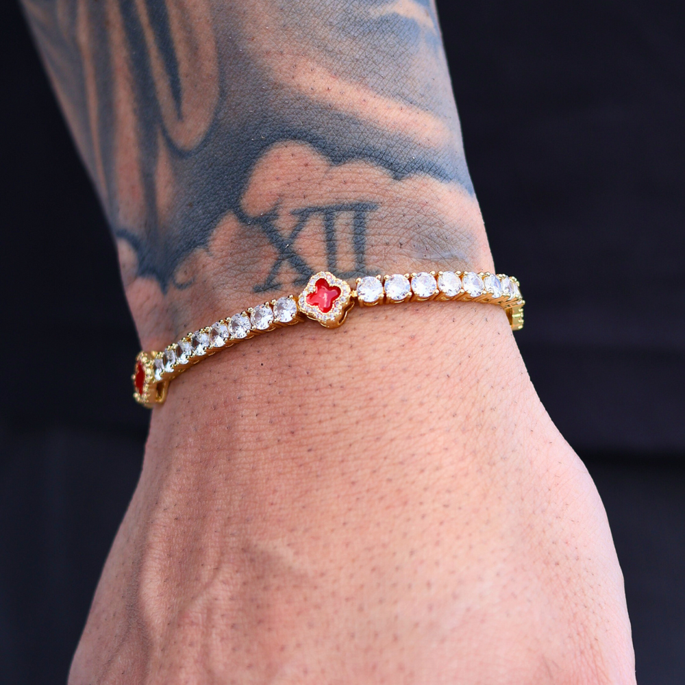 Red Clover Tennis Bracelet (Gold) - 4mm – Imperium