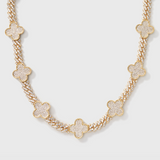 Women's Clover Iced Prong Cuban Chain (Gold) - 8mm