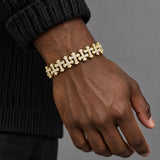 Iced Cross Bracelet (Gold) - 12mm