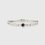 Black Clover Tennis Chain + Bracelet (Silver) - 4mm
