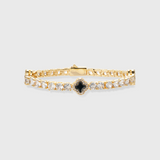 Black Clover Tennis Chain + Bracelet (Gold) - 4mm