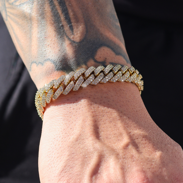 Iced Prong Cuban Bracelet (Gold) - 12mm