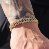 Iced Prong Cuban Chain + Bracelet (Gold) - 12mm