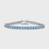 Blue Diamonds Tennis Bracelet (Silver) - 4mm