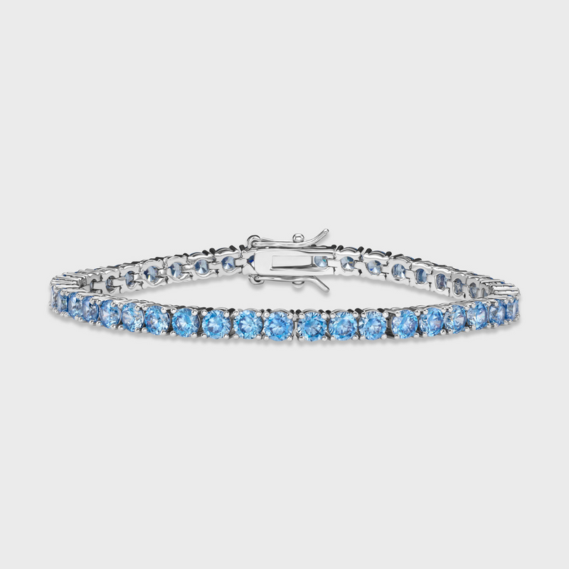 Blue Diamonds Tennis Bracelet (Silver) - 4mm