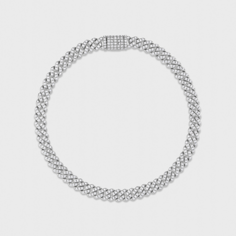 Iced Micro Prong Cuban Bracelet (Silver) - 6mm