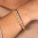 Women's Clustered Tennis Bracelet (Gold) - 8mm