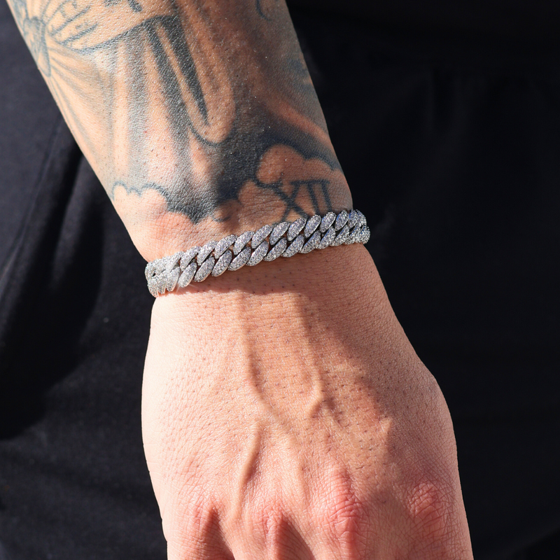 Iced Cuban Chain + Bracelet (Silver) - 10mm