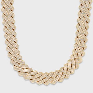 Iced Prong Cuban Chain (Gold) - 20mm