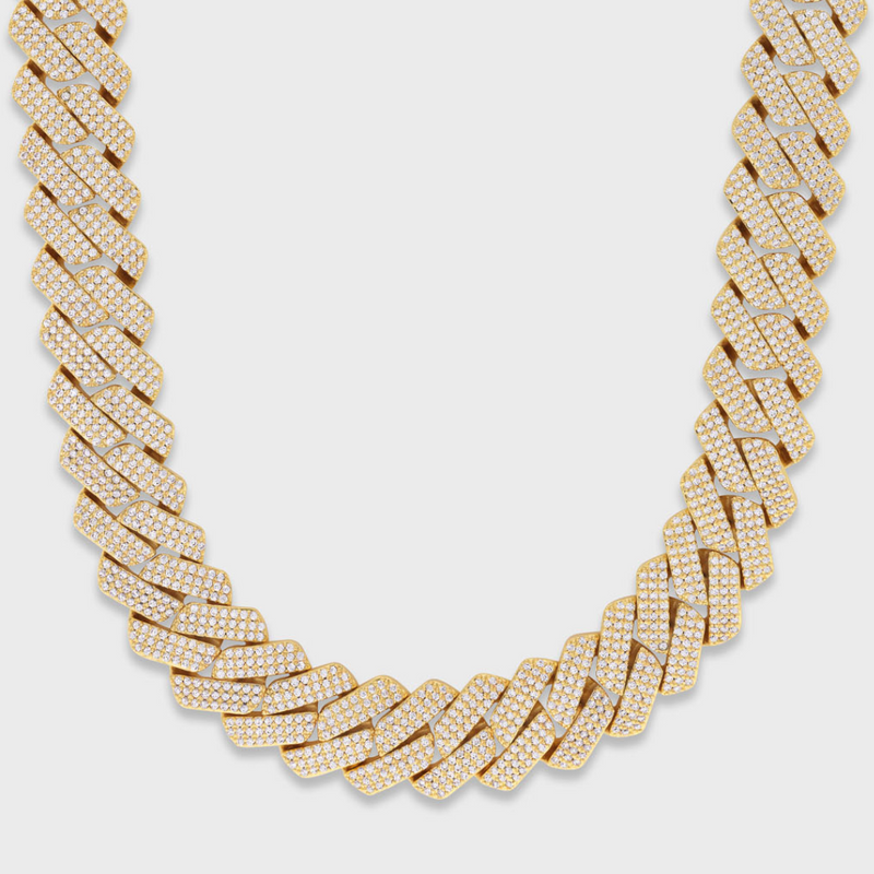 Iced Prong Cuban Chain (Gold) - 20mm