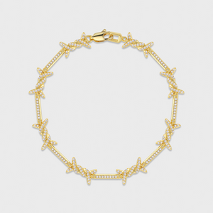 Iced Barbed Wire Bracelet (Gold) - 6mm