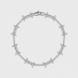 Iced Barbed Wire Bracelet (Silver) - 6mm