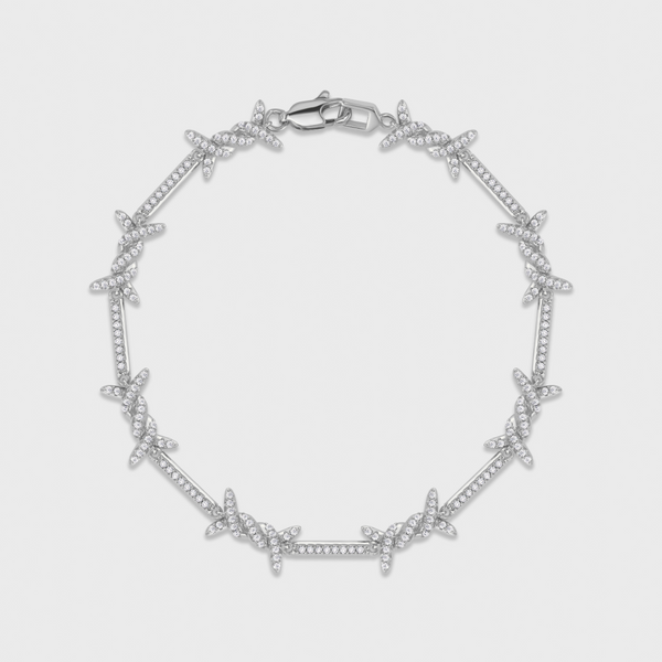 Iced Barbed Wire Bracelet (Silver) - 6mm