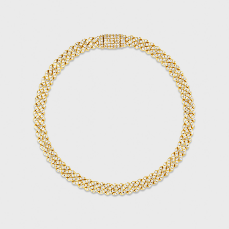 Women's Iced Micro Prong Cuban Bracelet (Gold) - 6mm