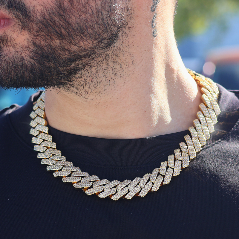 Iced Prong Cuban Chain (Gold) - 20mm