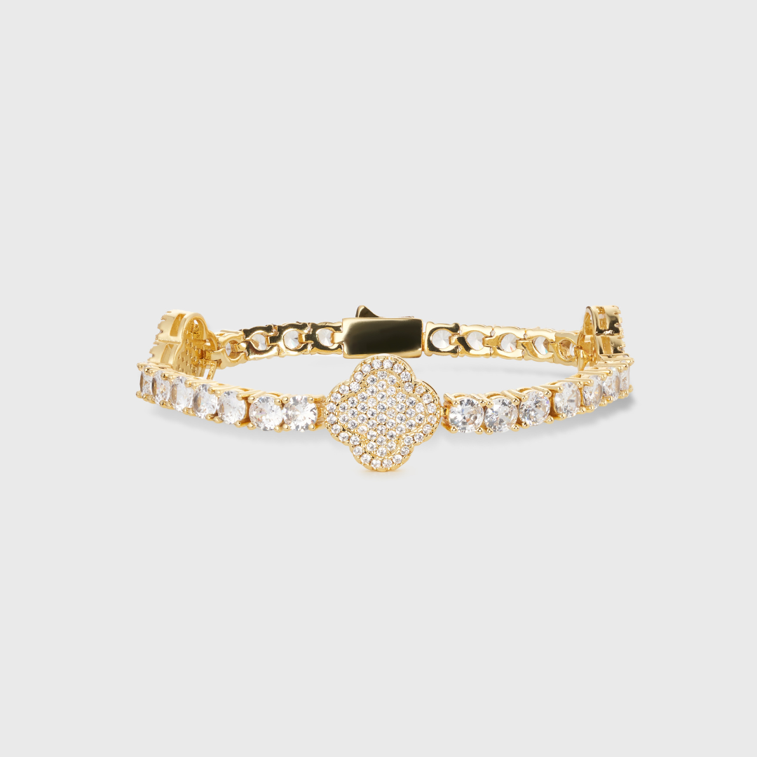 Gracie Clover Tennis Bracelet, Gold main image 1