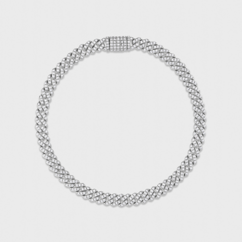 Iced Micro Prong Cuban Chain + Bracelet (Silver) - 5mm
