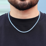 Blue Tennis Chain + Bracelet (Silver) - 4mm