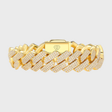 Iced Prong Cuban Chain + Bracelet (Gold) - 20mm