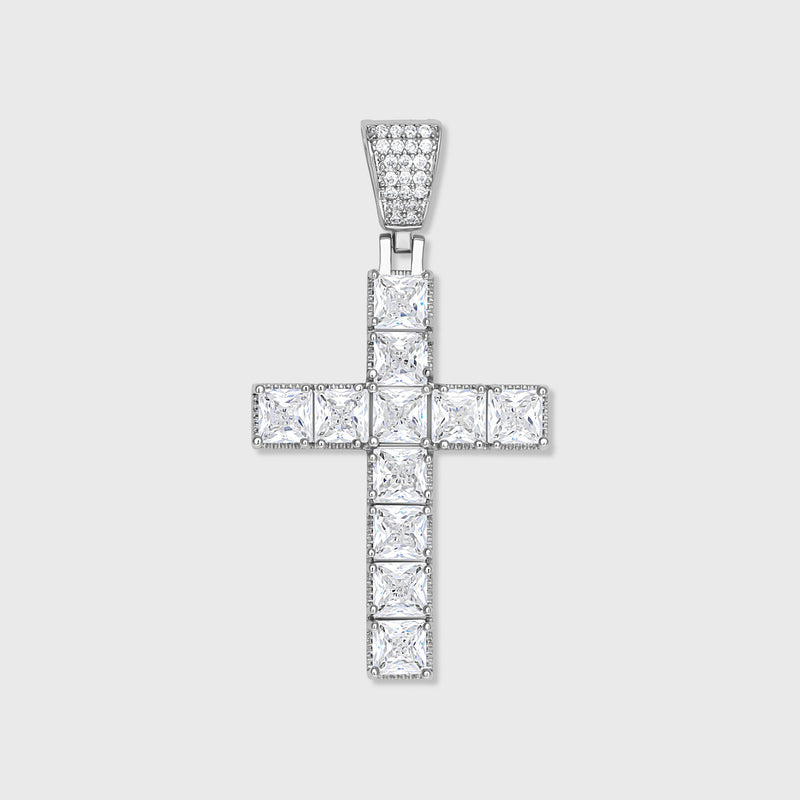 Cross Pendant - Princess Diamond Cut (Silver)