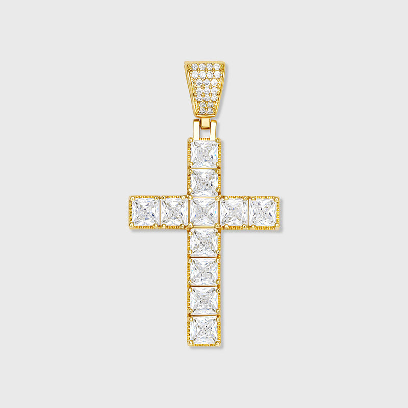 Cross Pendant - Princess Diamond Cut (Gold)