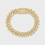 Iced Prong Cuban Bracelet (Gold) - 12mm