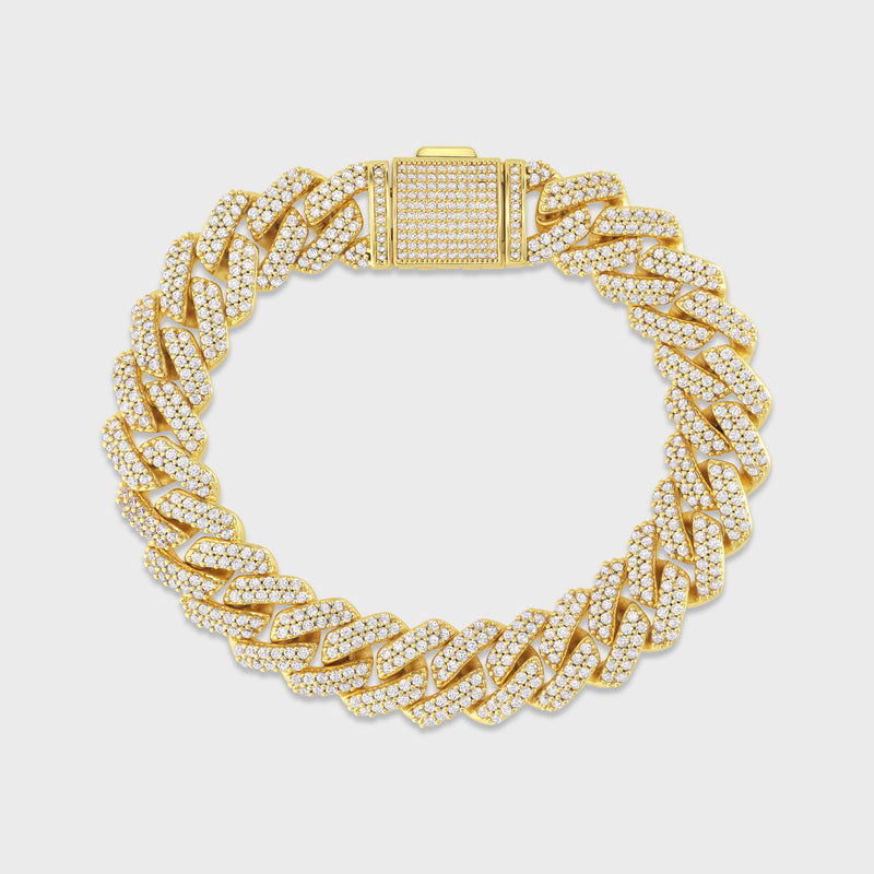 Iced Prong Cuban Chain + Bracelet (Gold) - 12mm