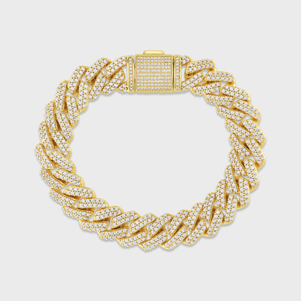 Iced Prong Cuban Bracelet (Gold) - 12mm