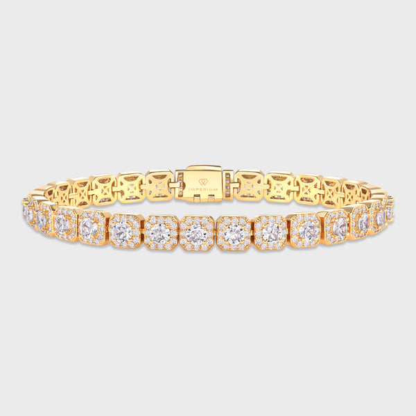 Women's Clustered Tennis Bracelet (Gold) - 8mm