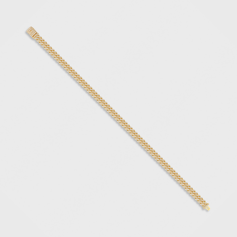 Women's Iced Micro Prong Cuban Bracelet (Gold) - 6mm